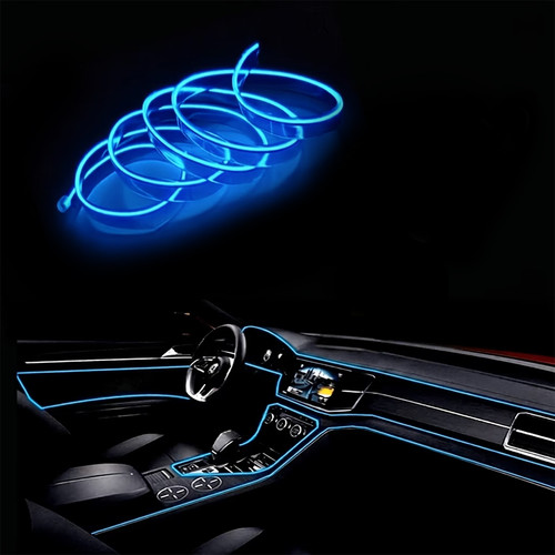 Neon Blue Interior LED Strip - 4m long with cigarette lighter power 