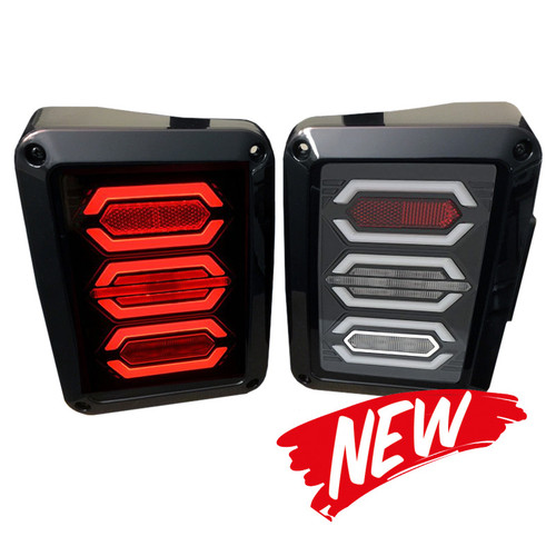 2007+ JEEP Wrangler JK DOT SAE Compliant LED Tail Light Set with CLEAR LENS (G004C) - front view