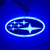 SUBARU - CHROME PLASTIC 14.0cm x 7.2cm 5D LED Badge/Emblem/Logo - BLUE