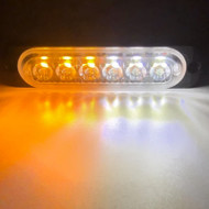 6pc WHITE/AMBER LED Emergency Warning Light with 18 Strobe Effects - ON