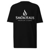 SmōkHaus premium heavyweight tee in white with white logo - front view