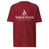 SmōkHaus white logo tee - side profile view