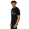 SmōkHaus white logo tee - collar and shoulder construction detail