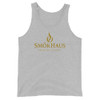 Men's Tank Top with Gold SmōkHaus Logo - close-up of gold foil branding