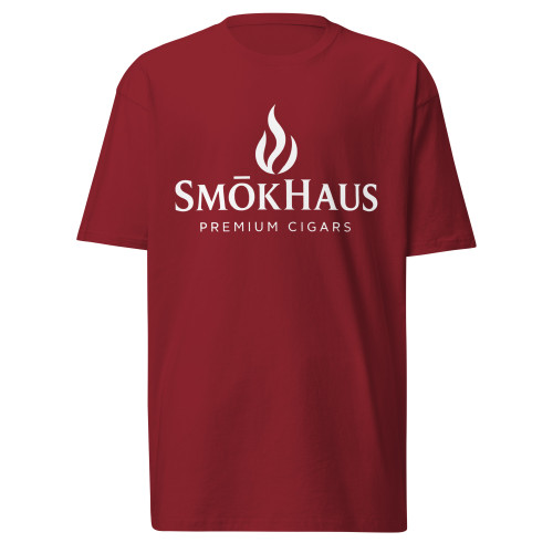 SmōkHaus white logo tee - side profile view