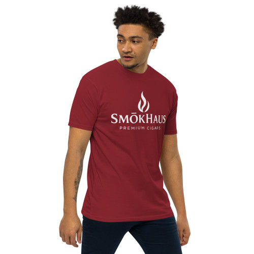 Men's heavyweight tee with SmōkHaus white logo - fabric texture detail