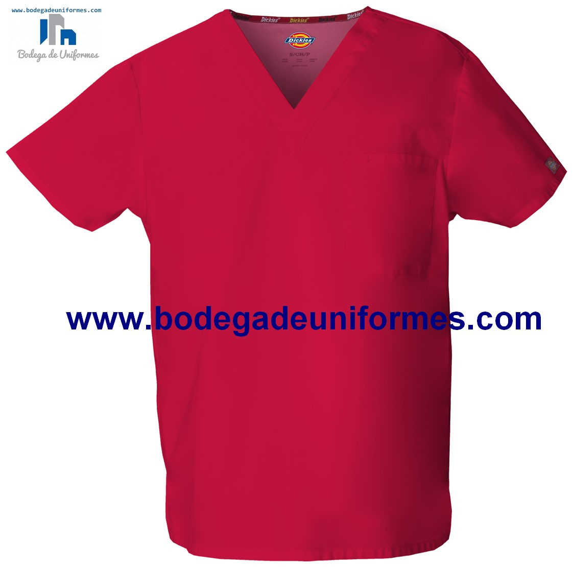 Dickies Medical 83706 REWZ Filipina Unisex Cuello V en Rojo