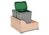 Rev-A-Shelf Double 32 Qt. Pull-Out Bottom Mount Wood Waste Container with Soft-Close Slides 4WCSC-2432DM-2
