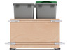 Rev-A-Shelf Double 32 Qt. Pull-Out Bottom Mount Wood Waste Container with Soft-Close Slides 4WCSC-2432DM-2