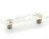  Schaub Ice Glass Rectangular Pull 4-1/2" Overall Length with Brushed Stainless Steel Posts, 3" Center to Center 
