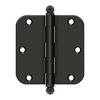 Deltana S35R5BT 3-1/2" X 3-1/2" X 5/8" RADIUS HINGE, WITH BALL TIPS,STEEL MATERIAL