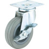 Woodstock International Woodstock Steelex 3" Gray Rubber Swivel Caster, Plate Mount with Brake D2595 