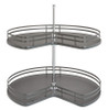  Rev-A-Shelf 32" Solid Bottom Double Shelf Kidney Shaped Lazy Susan w/ Telescoping Post for Corner Base Cabinet 53472 Series 