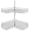  Rev-A-Shelf 32" Solid Bottom Double Shelf Kidney Shaped Lazy Susan w/ Telescoping Post for Corner Base Cabinet 53472 Series 
