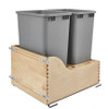  Rev-A-Shelf Double 50 Qt. Pull-Out Bottom Mount Wood Waste Container with Soft-Close Slides 4WCSC-2150DM-2 