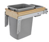  Rev-A-Shelf Single 35 Qt. Pull-Out Top Mount Wood and Silver Waste Container with Ball-Bearing Soft-Close Slides 4WCTM-12BBSCDM1 