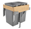  Rev-A-Shelf Double 50 Qt. Pullout Top Mount Wood and Silver Waste Container with Rev-A-Motion Soft-Close Slides 4WCTM-RM-2150DM-2 