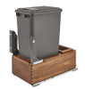  Rev-A-Shelf Walnut Bottom Mount Waste Pullout w/Single Orion Gray 50 qt. Container and MOVENTO Soft-Close for 15" Full Height Base 4WC-WN-1550DM1-SC 