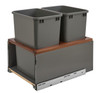 Rev-A-Shelf Rev-a-shelf Walnut Bottom Mount LEGRABOX Waste Pullout w/Double Orion Gray 35 qt. Containers and BLUMOTION Soft-Close for Full Access 18" Base 5LB-1835OGWN-213 