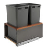 Rev-A-Shelf Rev-a-shelf Walnut Bottom Mount LEGRABOX Waste Pullout w/Double Orion Gray 50 qt. Container and BLUMOTION Soft-Close for Full Access 18" Base 5LB-1850OGWN-213 