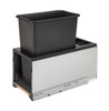 Rev-A-Shelf Rev-a-shelf Stainless Steel Bottom Mount LEGRABOX Waste Pullout w/Single Black 30 qt. Container and BLUMOTION Soft-Close for Full Access 12" Base 5LB-1230SSBL-118 