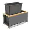 Rev-A-Shelf Rev-a-shelf Maple Bottom Mount LEGRABOX Waste Pullout w/Single Orion Gray 30 qt. Container and BLUMOTION Soft-Close for Full Access 12" Base 5LB-1230OGMP-113 