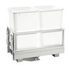 Rev-A-Shelf Rev-a-shelf Double 27Qt. Pull-Out Brushed Aluminum and White Waste Container with Rev-A-Motion 5149-1527DM-211 