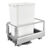 Rev-A-Shelf Rev-a-shelf Single 50 Qt. Pull-Out Brushed Aluminum and White Waste Container with Rev-A-Motion 5149-1550DM-111 