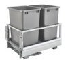 Rev-A-Shelf Rev-a-shelf Double 35 Qt. Pull-Out Brushed Aluminum and Silver Waste Container with Rev-A-Motion 5149-18DM-217 