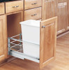 Rev-A-Shelf Rev-a-shelf Single 50 Qt. Pull-Out Brushed Aluminum and White Waste Container 5349-1550DM-1 