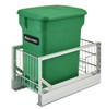 Rev-A-Shelf Rev-a-shelf Aluminum Bottom Mount Waste Pullout with Single Green 24 Qt. Compo+ Container w/Soft-Close for 30" sink base or 15" base 5349-15CKxx-1 