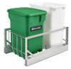 Rev-A-Shelf Rev-a-shelf Aluminum Bottom Mount Waste Pullout with Single Green 24 Qt. Compo + and Single White 35 Qt. Container w/Soft-Close for 18" 5349-18CKXX-2 