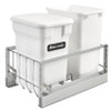 Rev-A-Shelf Rev-a-shelf Aluminum Bottom Mount Waste Pullout with Single Green 24 Qt. Compo + and Single White 35 Qt. Container w/Soft-Close for 18" 5349-18CKXX-2 