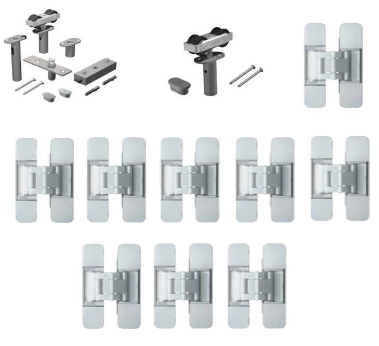 Sugatsune SUGATSUNE Hardware Set Four (4) Door Assembly 88 lbs Load Rating Per Door for SDR-A84D Track SDR-A84D-4D-6HDC 