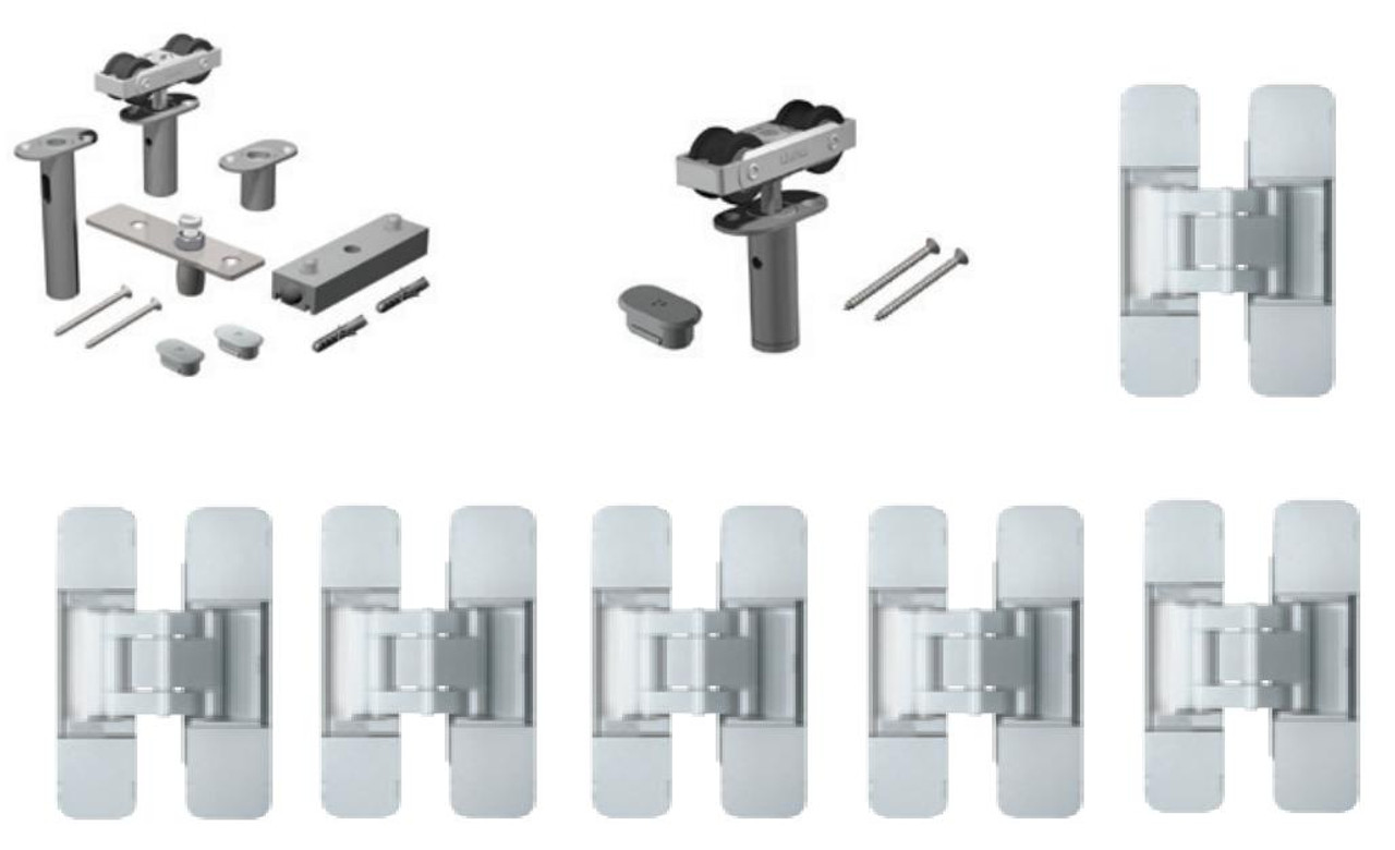 Sugatsune SUGATSUNE Hardware Set Four (4) Door Assembly 66 lbs Load Rating Per Door for SDR-A84D Track SDR-A84D-4D-4HDC 