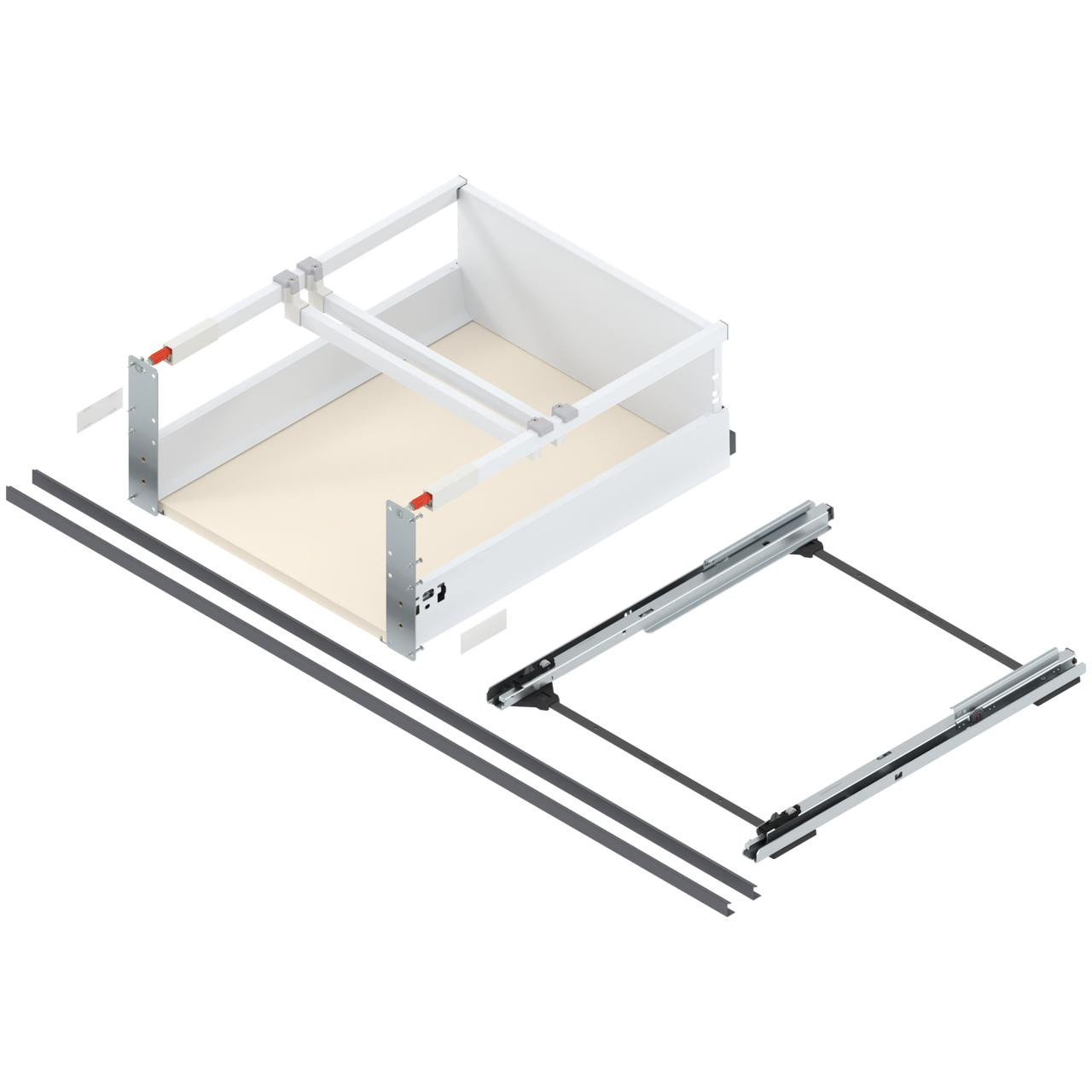  Blum 376M55B7SAF TANDEMBOX intivo / antaro  BLUMOTION, deep drawer, height D (224 mm), Steel back (IW=456.5-457.4 mm), 65 kg, NL=550 mm, longside gallery rail 