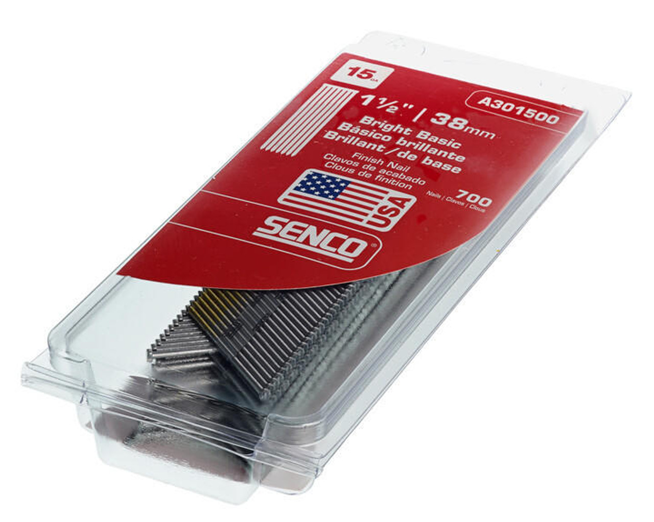  Senco 15 Ga  Angled Strip Finish Nails 1-1/2" thru 2-1/2" 700pc Clam Shell 