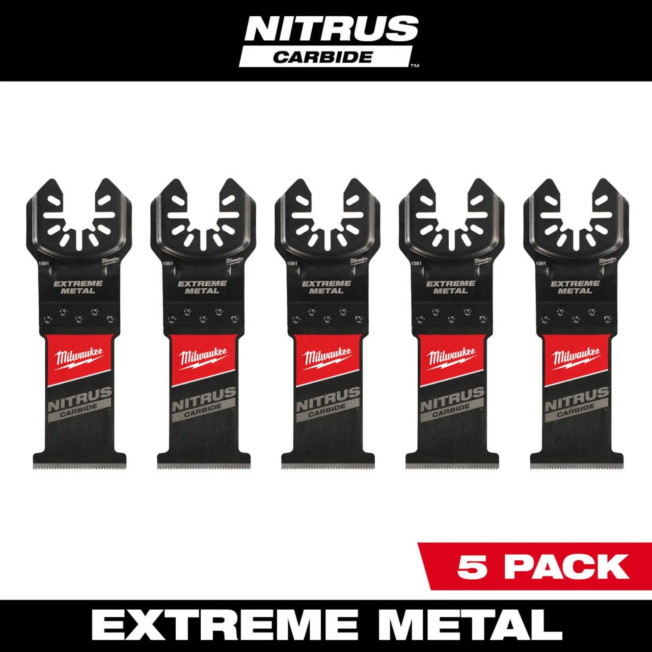  Milwaukee NITRUS CARBIDE Extreme Metal Universal Fit OPEN-LOK Multi-Tool Blade 5PK 49-25-1565 