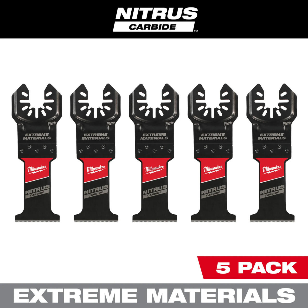  Milwaukee NITRUS CARBIDE Extreme Materials Universal Fit OPEN-LOK Multi-Tool Blade 5PK 49-25-1575 