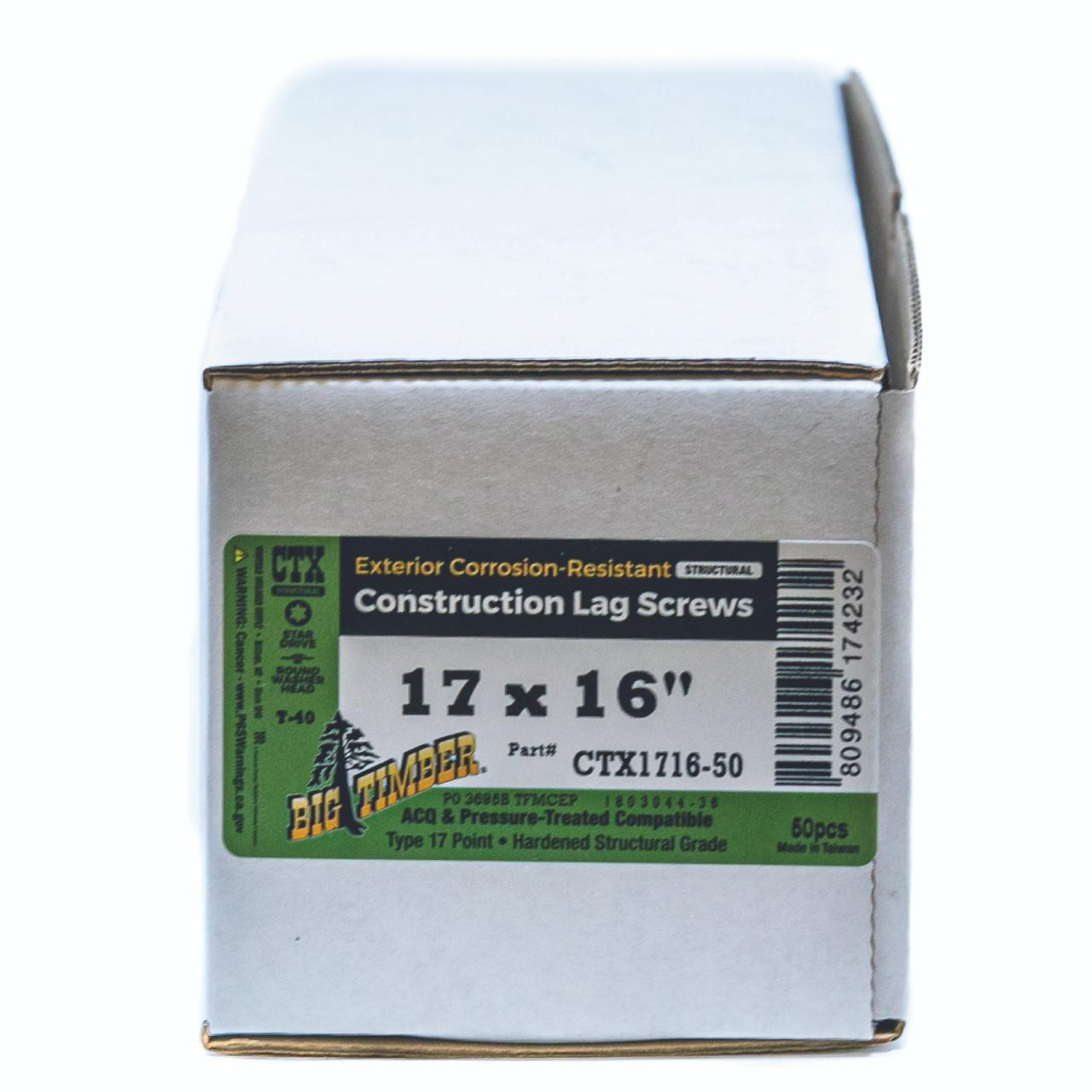 Big Timber Screws Big Timber CTX Series Structural Lag Screws 50 Count Buckets 