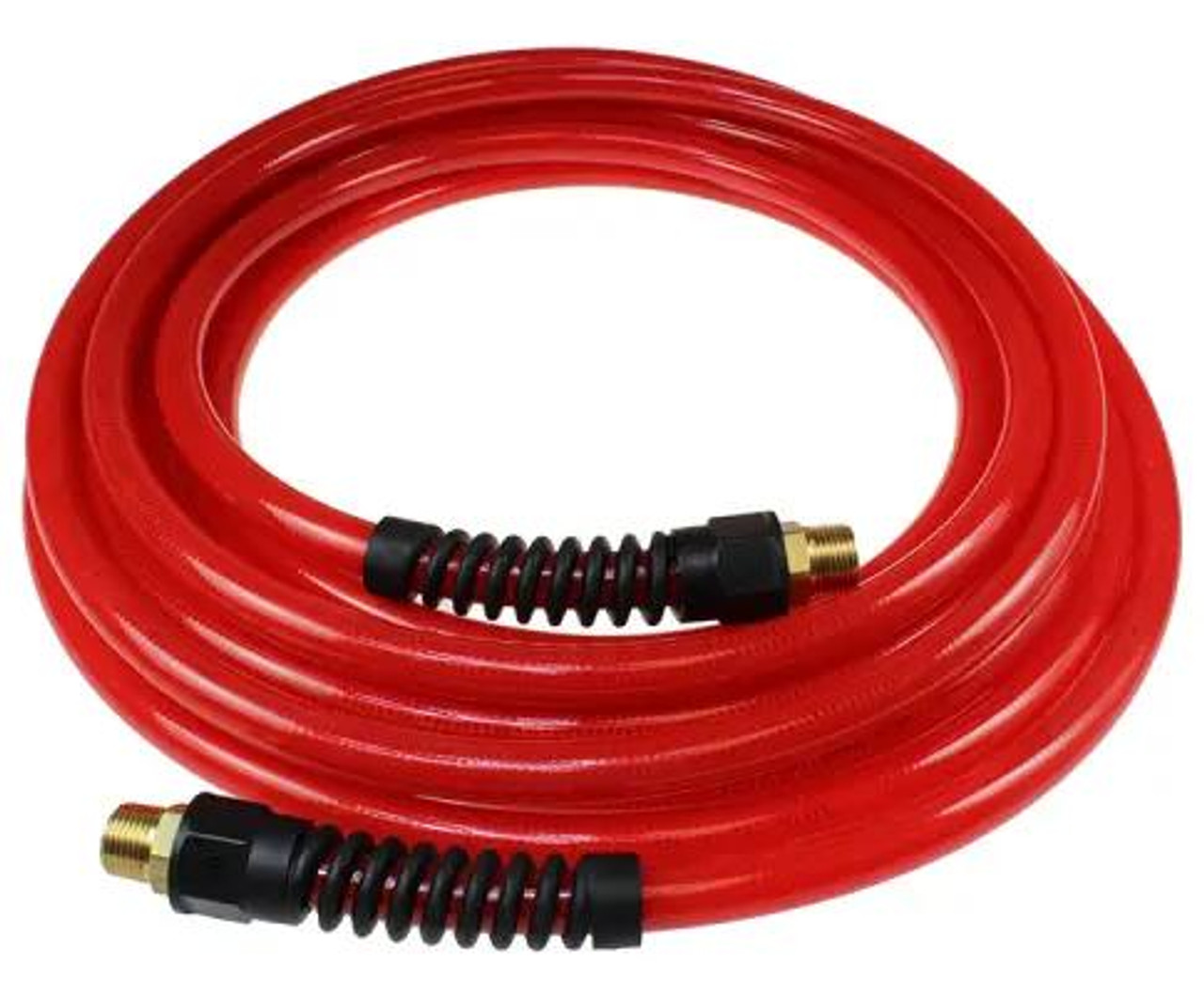 COILHOSE PNEUMATICS COILHOSE Flexeel Hose 1/4" Hose, 1/4" MPT Reusable Strain Relief Fittings Transparent Red 25' - 50' - 100' Lengths 