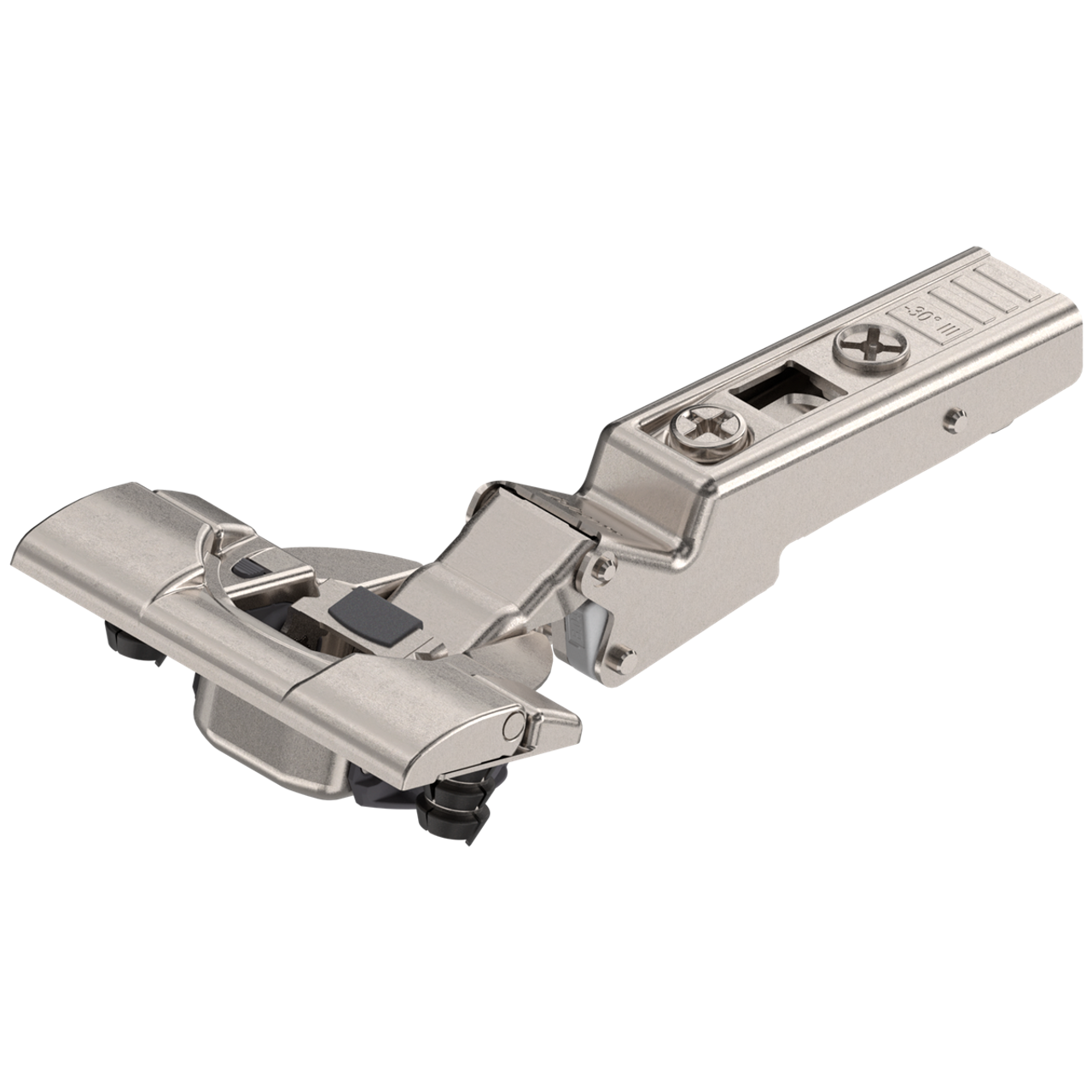Blum 79B3491  Negative 30° III CLIP top BLUMOTION angled hinge, max. overlay, hinge cup: INSERTA