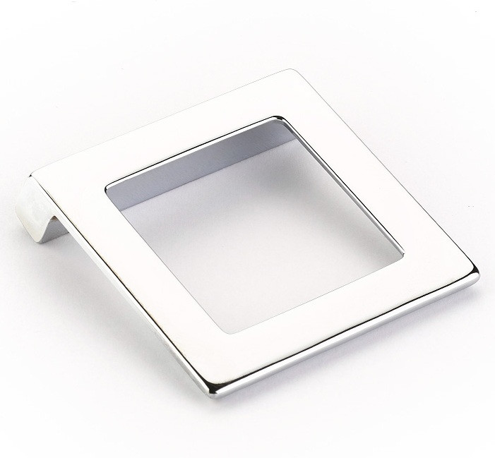 Schaub Finestrino Pull, Angled Square, Overall: 2-1/4" x 2-1/4", 32 mm center to center