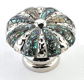 Schaub Symphony Round Knob Imperial Shell Polished Nickel 1-3/8" diameter