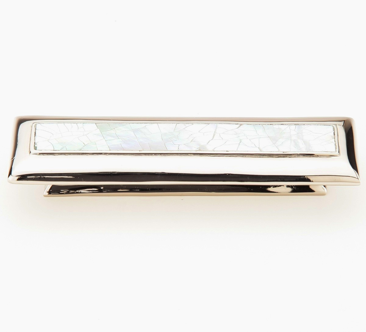 Schaub Symphony Flat Faced Pull Mother of Pearl Polished Nickel 3" Centers 4-1/2" Overall Length