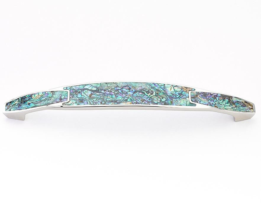  Schaub Symphony Arched Pull Imperial Shell Polished Nickel 8" Centers 9" Overall Length 