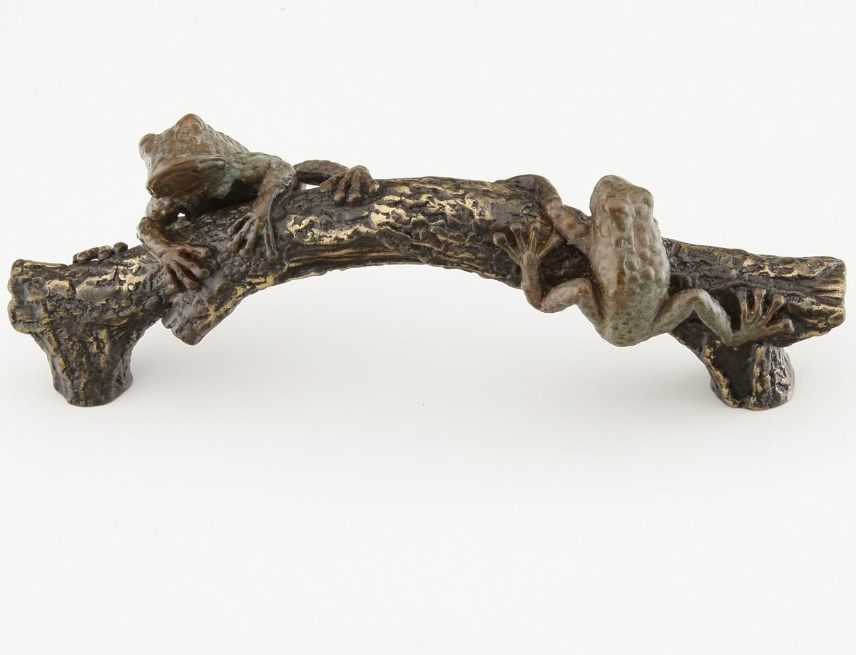 Schaub Symphony, Art Designs,  Frog on a Log Pull, 5-1/2"centers, Pompeian Bronze/Highlight Bronze finish 