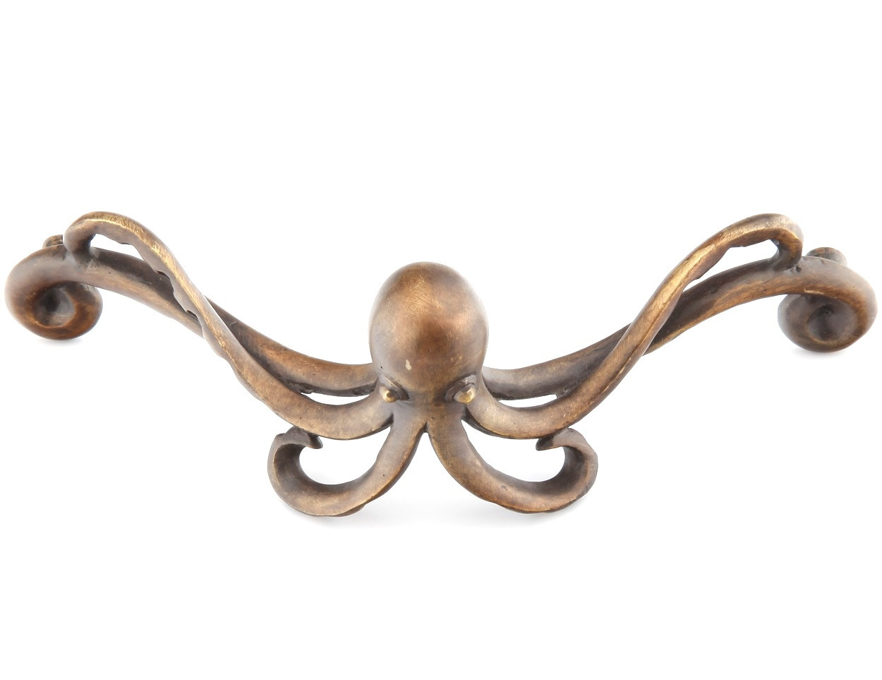 Schaub Symphony Octopus Pull, Solid Brass, Neptune Designs Estate Dover finish, Center to Center 4-1/4"