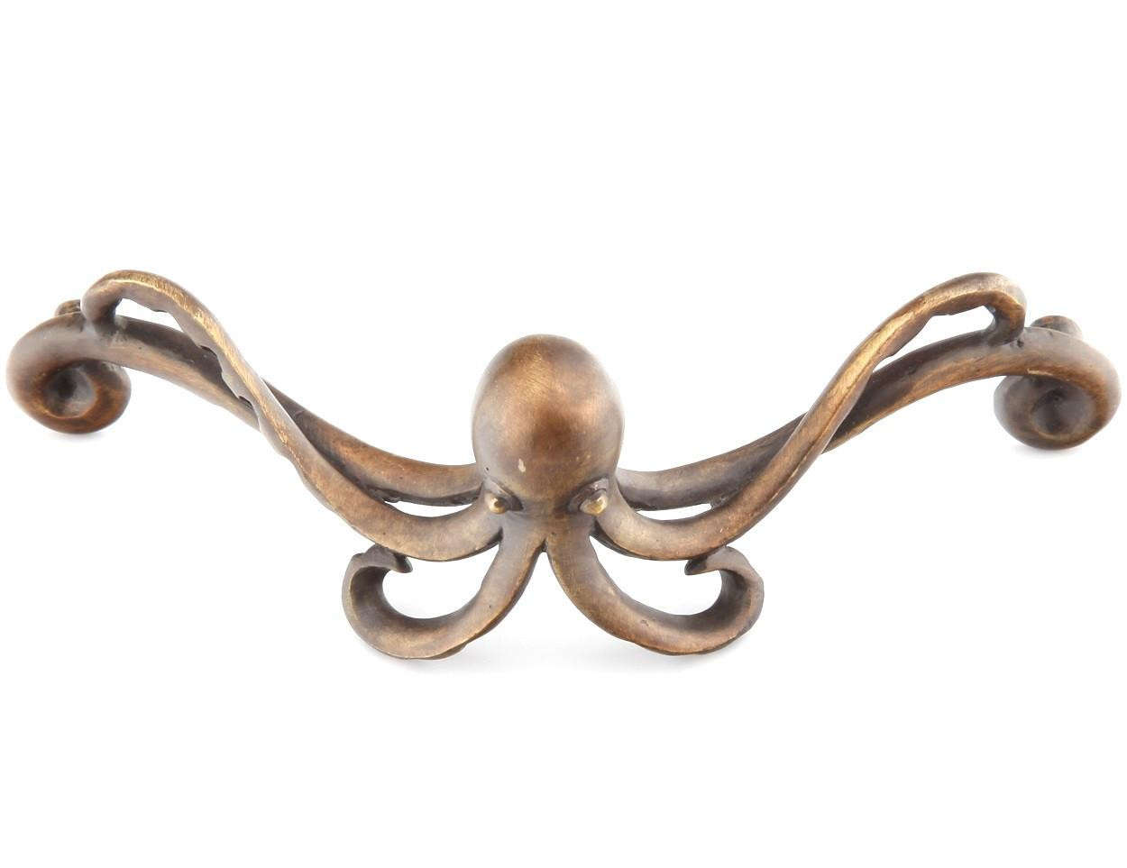  Schaub Symphony Octopus Pull, Solid Brass, Neptune Designs Estate Dover finish, Center to Center 4-1/4" 