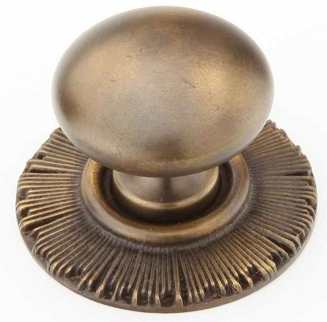  Schaub Symphony Sunburst Solid Brass 1-1/4" Round Knob with a   1-11/16 " Diameter Backplate 